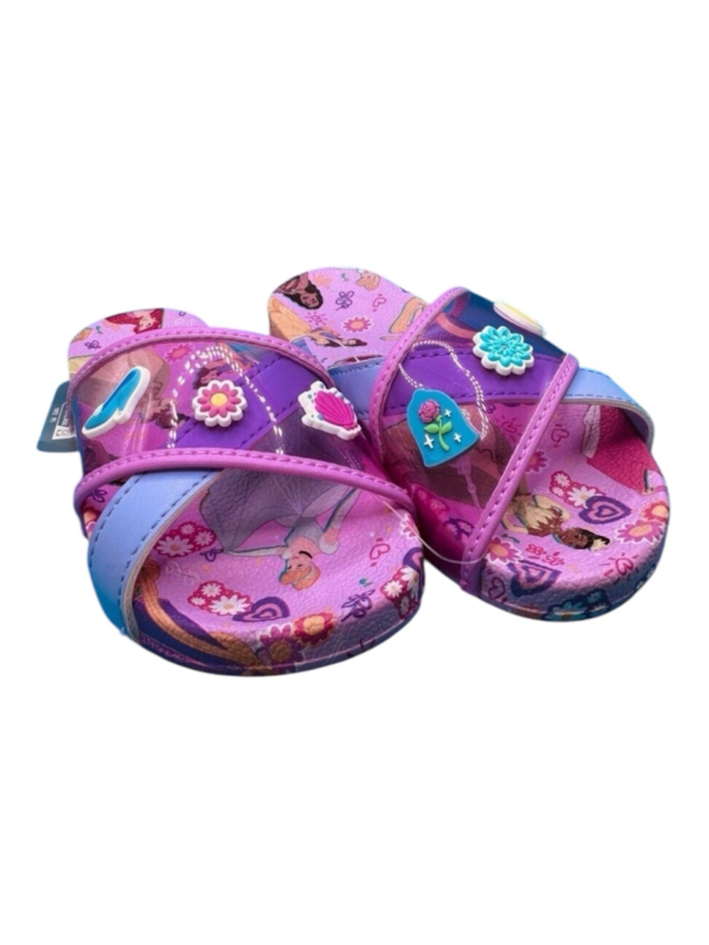 Disney Little Girls Shoes Princess Slides with Vinyl Charms Sandals Size 9/10